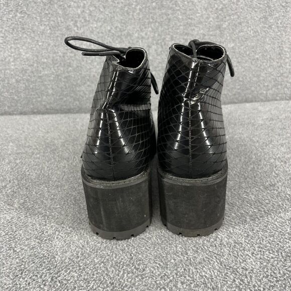 Asos Design Ankle Boots Womens 6 Black Lace Up Chunk Bootie Platform gohtic - Picture 5 of 15